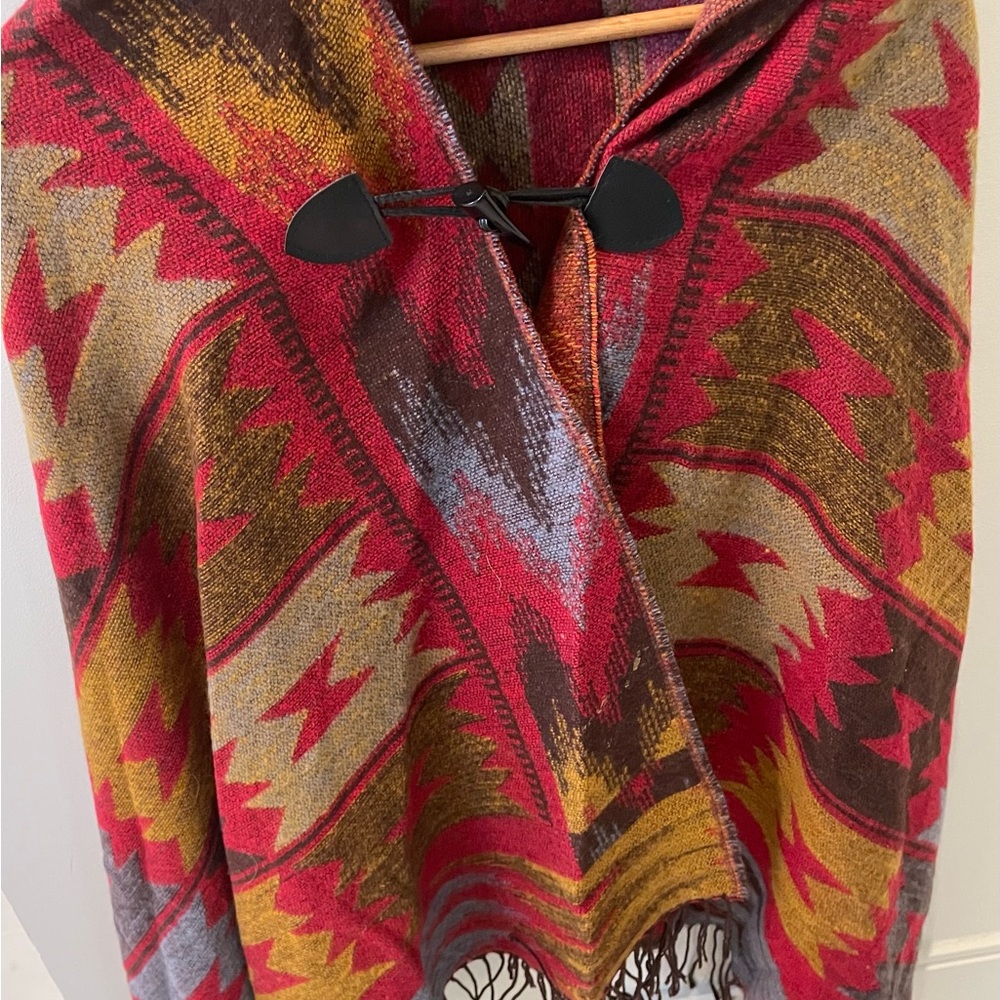 Colorful Geometric Patterned Poncho
